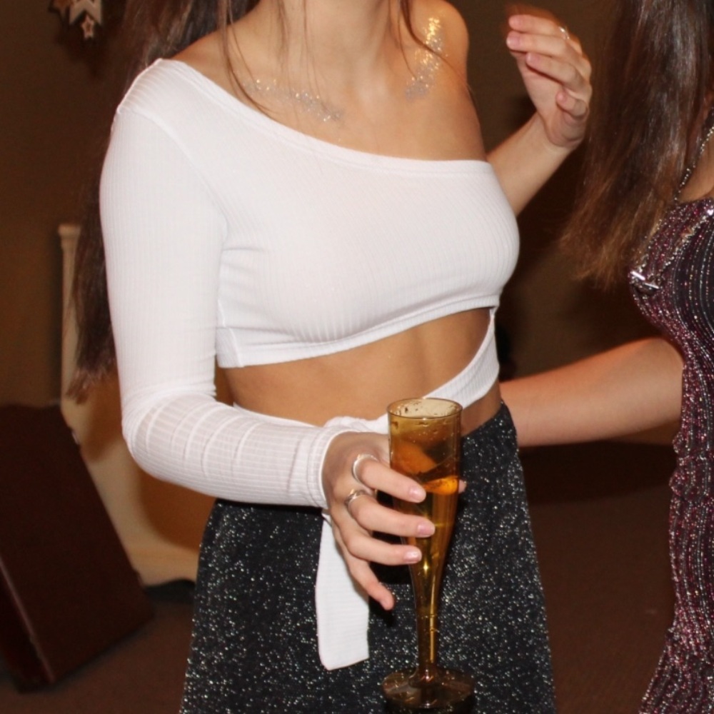 white cross body top